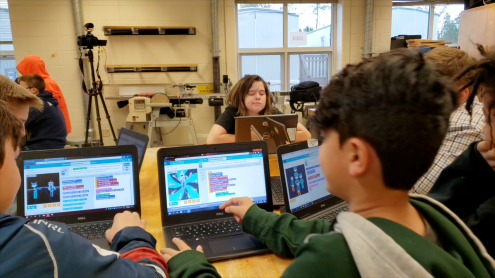 Students code a dance routine.