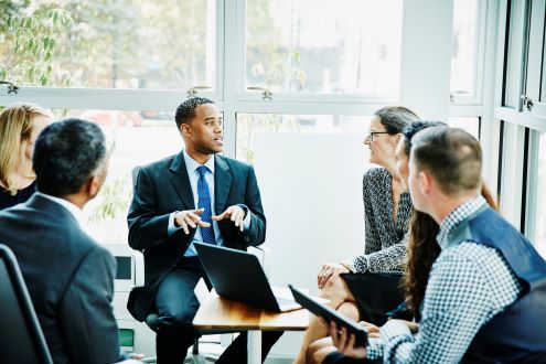 teachers at a staff meeting