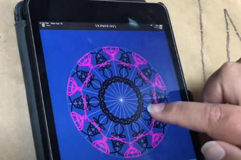 a person making a digital drawing on a phone