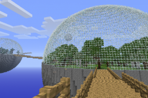 A glass dome in Minecraft