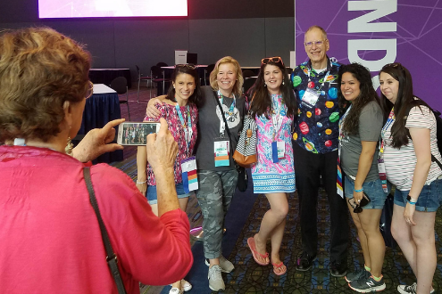 ISTE Founder Dave Moursund poses with educators at ISTE19