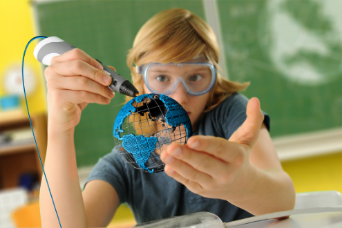 why is learning creative writing important A student wearing safety goggles glues a small globe he created.